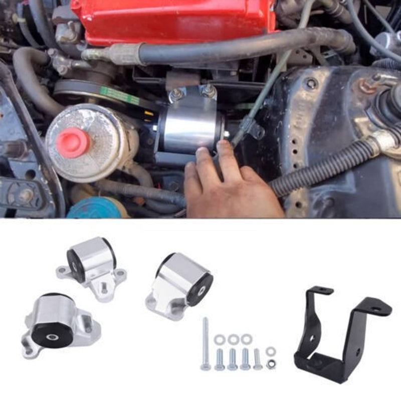 2 Bolt Engine Motor Mount Kit for Honda Civic EK B16 B20 D16 B D Chrome Billet
