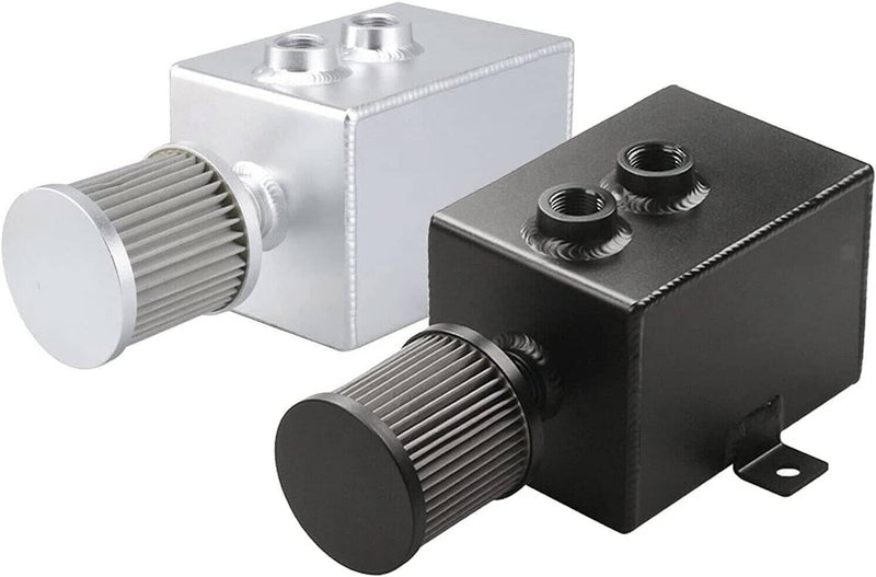 2L Oil Catch Can Tank 2 Port AN10 Breather Filter Drain Universal Baffled