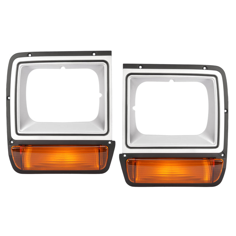 Headlight Headlamp Bezel Pair With Corner Parking Light for Dodge Pickup Truck