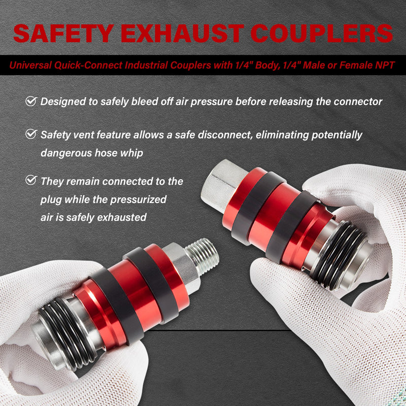 S-1750 S-1751 Universal Quick-Connect Industrial Couplers 1/4 M/FNPT 1/4 Body