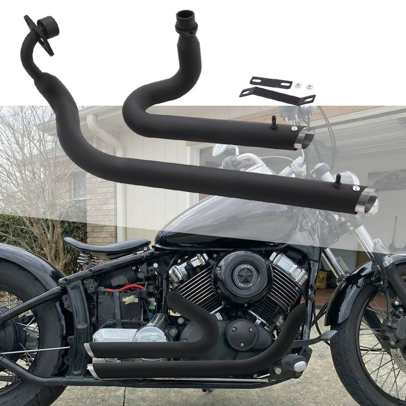 Black Shortshots Staggered Exhaust Pipes for Yamaha V Star 650 XVS650 Dragstar
