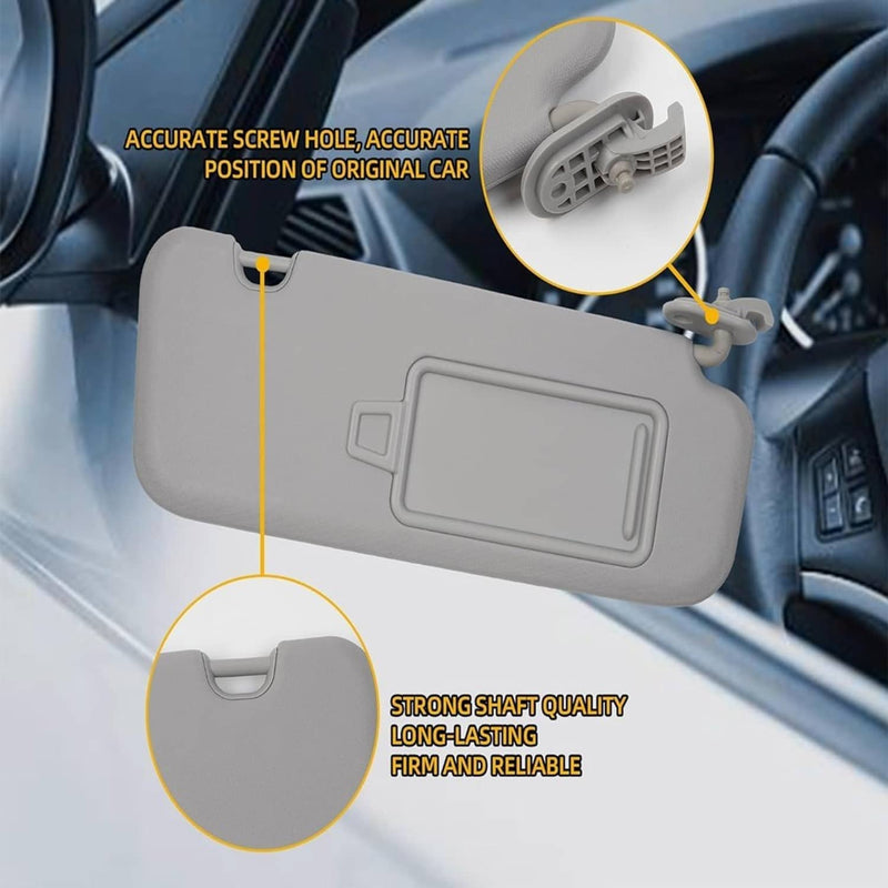 Gray Sun Visor with Mirror for Hyundai Elantra 2017-2019 Driver Passenger Pair