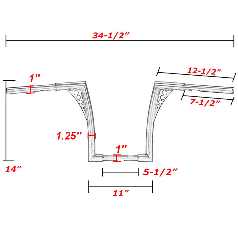 14" Inch Rise Handlebar Ape Hangers Bar for Harley Softail FLST FXST 883 1200