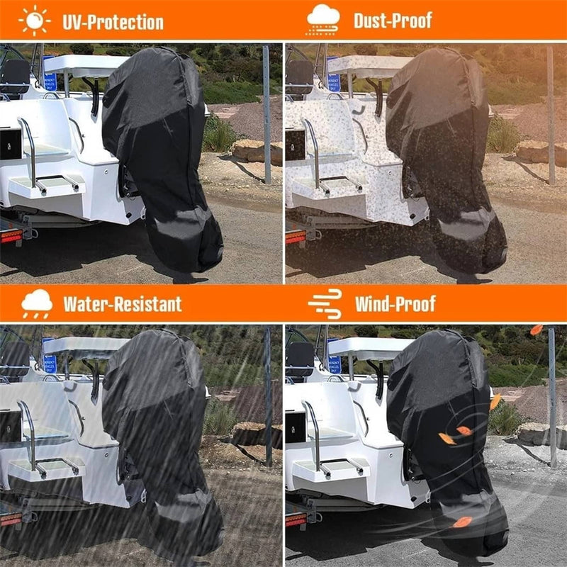 DURAFORCE Outboard Boat Motor Engine Hood Cover 250-300HP Black Universal Trailerable