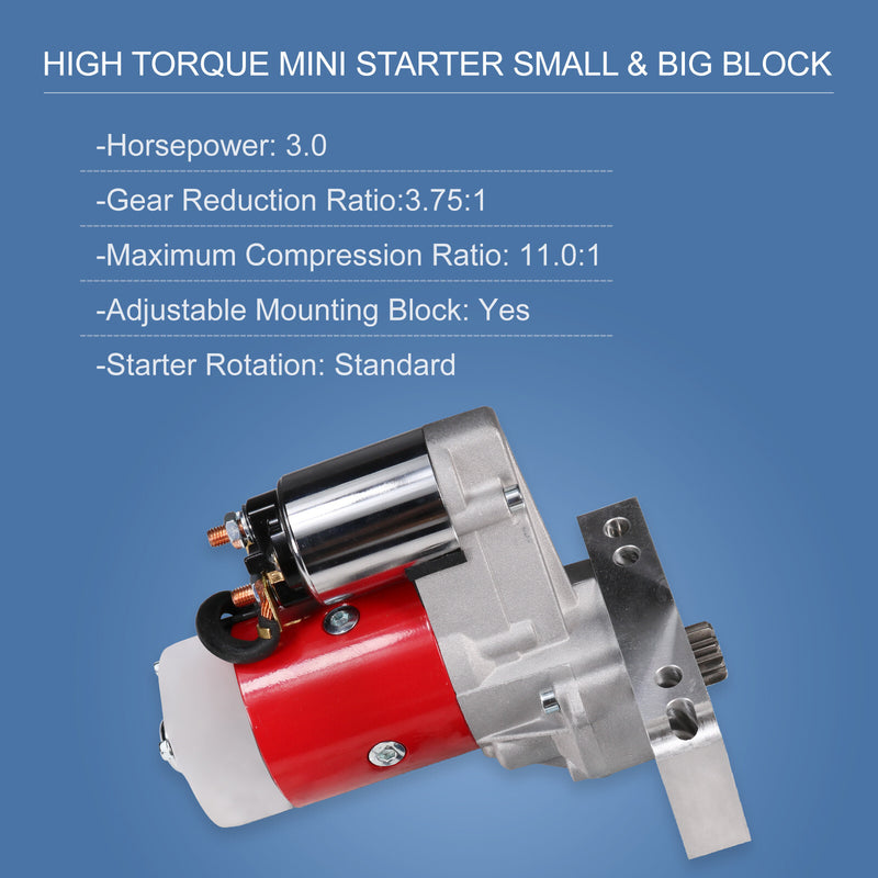 153 168 Tooth Red High Torque Mini Starter for Small Big Block Chevy