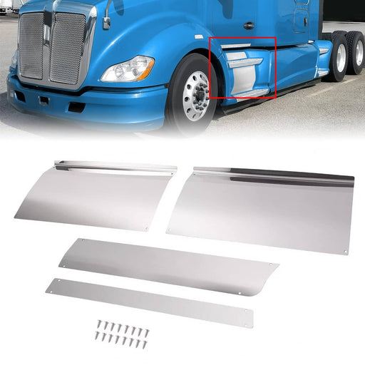 DURAFORCE Front Upper Lower Kick Plate for Kenworth T680 Silvery 304 Stainless Steel Pair