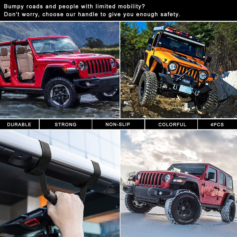 Roll Bar Grab Handles for Jeep Wrangler TJ JK JKU JL JLU 1955-2021