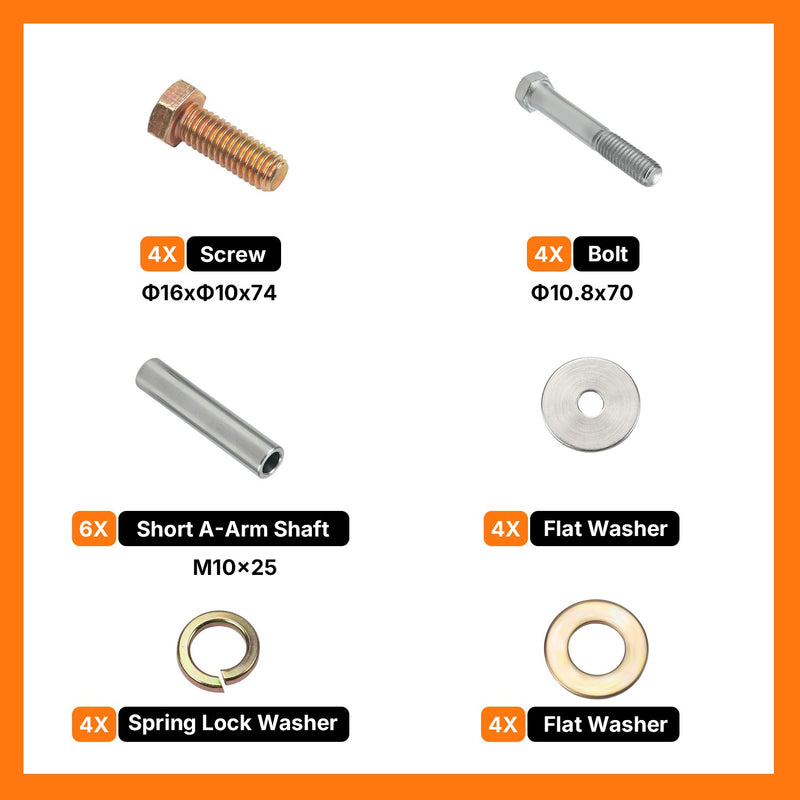 DURAFORCE Rear Left Right A-Arm Bushing Shafts Bolts Kit for Polaris Sportsman 500 03-10