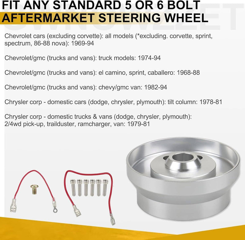 5 & 6 Hole Steering Wheel Polished Short Hub Adapter Ididit for GM