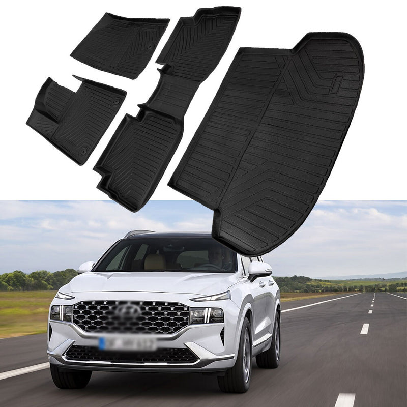 All-Weather 2 Row Floor Mats Cargo Liner for Hyundai Santa Fe 2021-2023