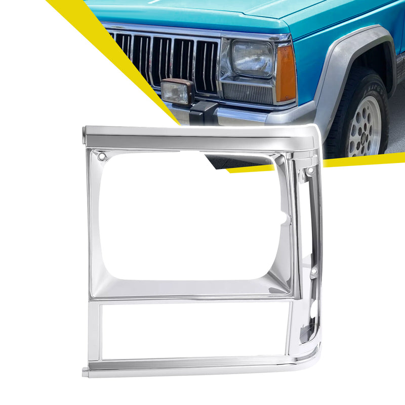 Chrome Left Headlight Bezel Trim for Jeep Cherokee 1991-96 Comanche 91-92