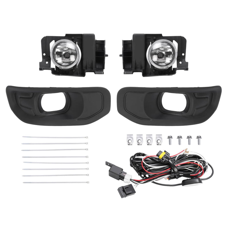 DURAFORCE Pair Fog Lights With Bezels for Ram 1500 2019-2024 Front Driver Passenger Side