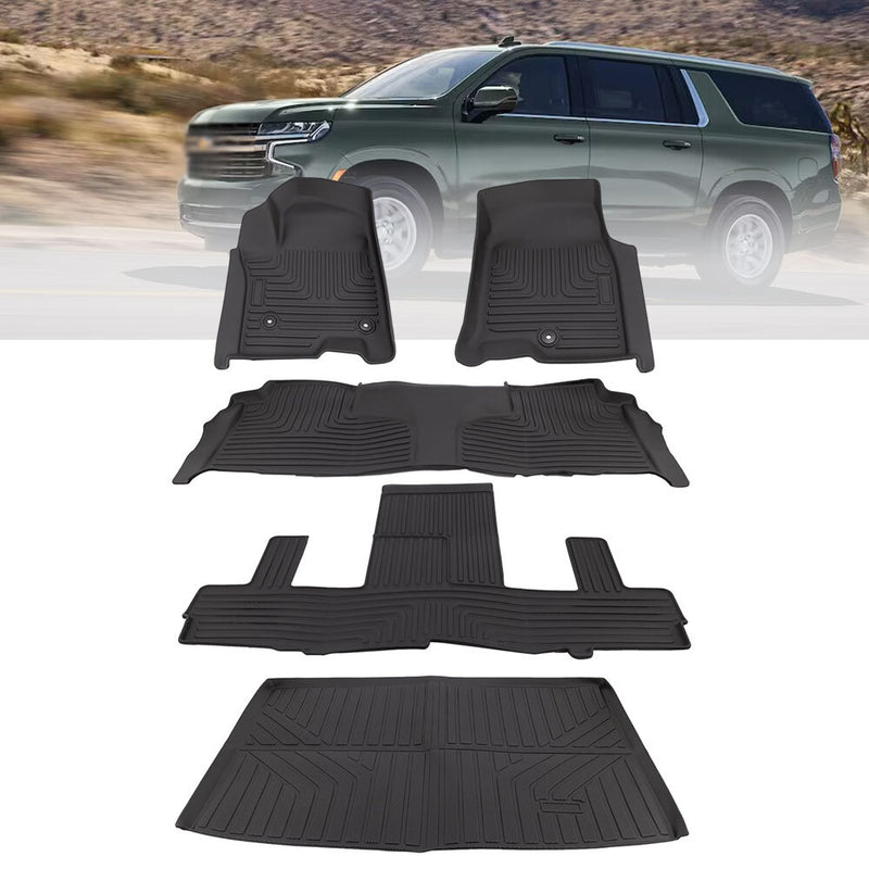 TPE Floor Mats for Chevrolet Suburban GMC Yukon XL 2021 2022 2023 2024
