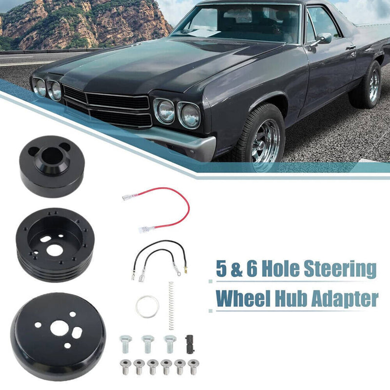 5 & 6 Hole Steering Wheel Hub Adapter for GM Chevy Flaming River Ididit Black