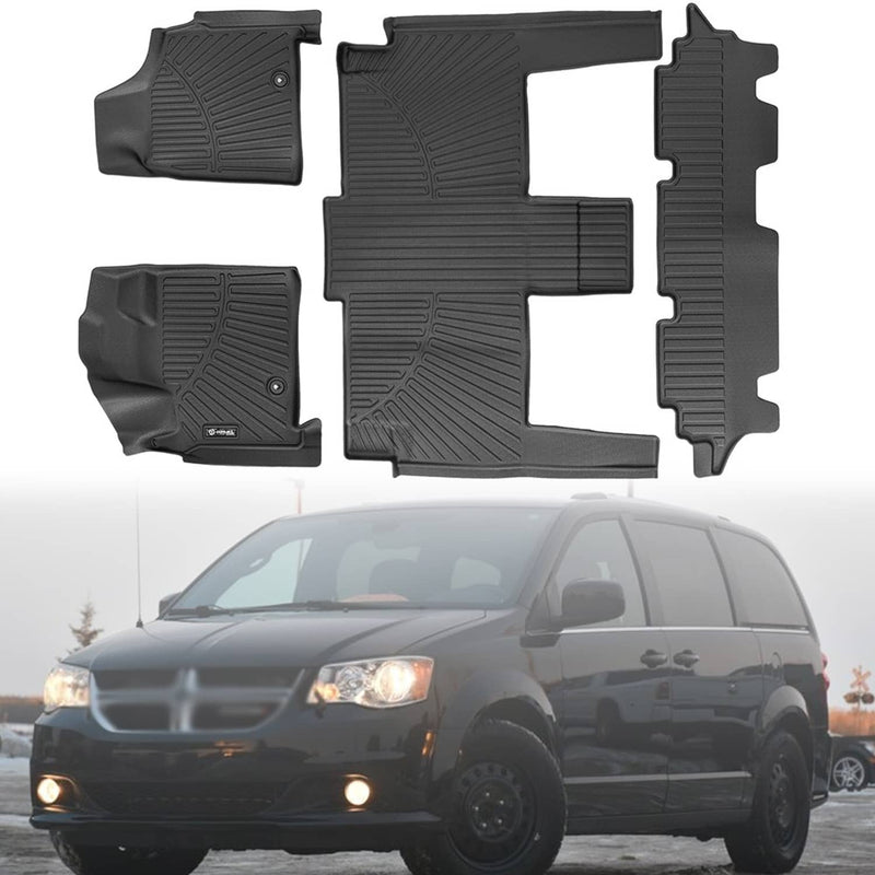 TPE Floor Mats for Dodge Grand Caravan 2008-2020 7 Seats All Weather Liner