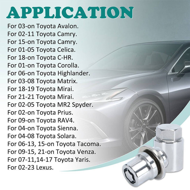 00276-00900 Alloy Wheel Lock Lug Nut Set Anti Theft for Toyota Lexus