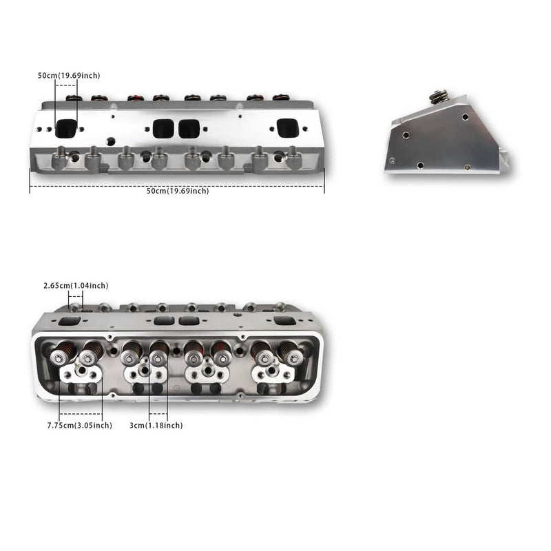 2x Aluminum Cylinder Heads Fit for SBC Chevy 350 190cc 64cc 2.02/1.60 Angle