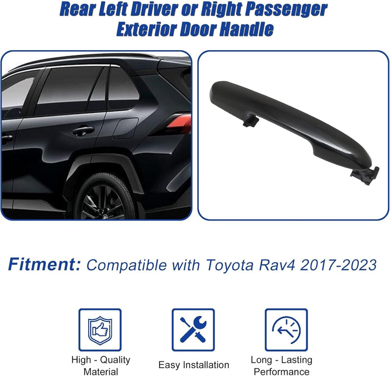 Rear Driver Passenger Side Exterior Door Handle Black for Toyota Rav4 2017-23 EK