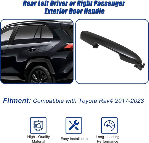 DURAFORCE Rear Driver Passenger Side Exterior Door Handle Black for Toyota Rav4 2017-23 EK
