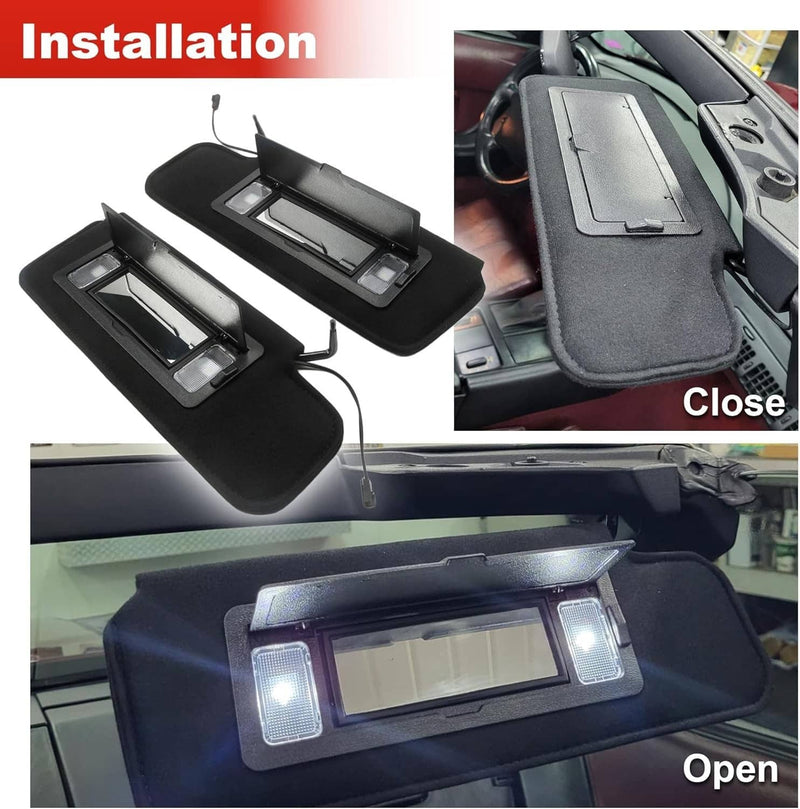New Updated Sun Visors Sun Shades with Bright LED Light Set for Corvette C5
