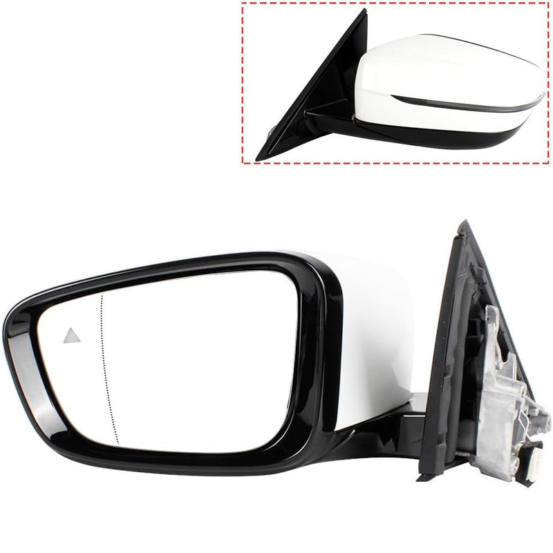 Left Driver Side Mirror with Blind Spot White for BMW 320i 330i 330e 2019-2023