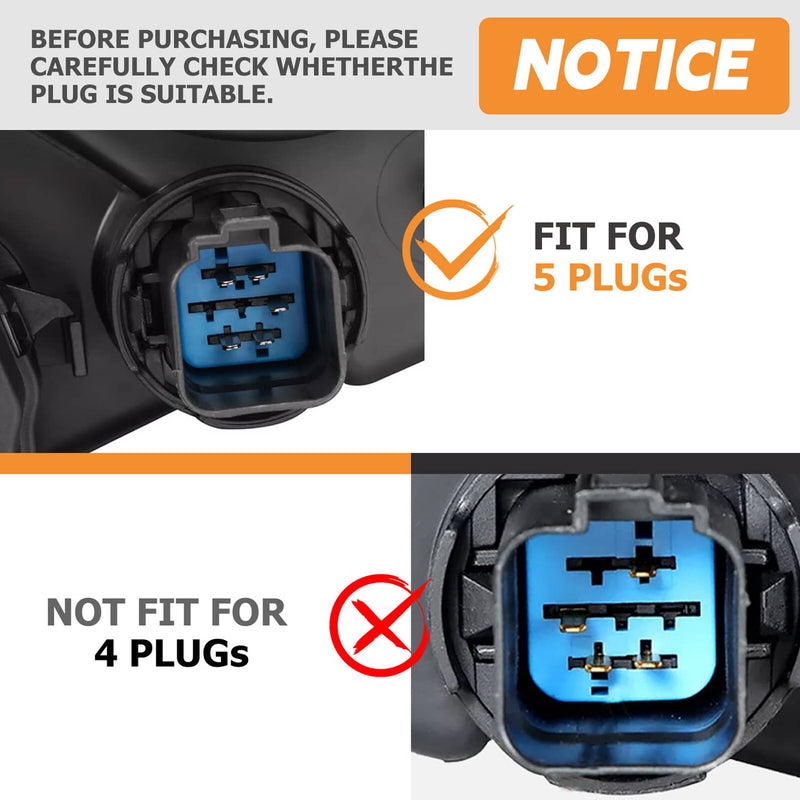 DURAFORCE Headlight Right Side Halogen Projector 5 Pins For Ford Edge 2011 2012 2013 2014