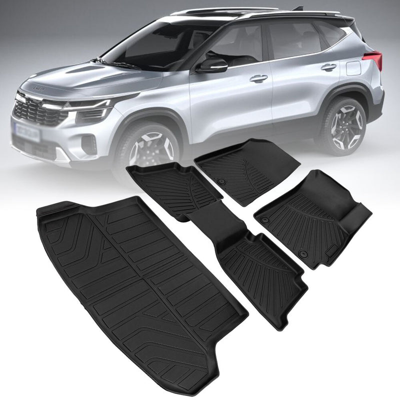 Car Floor Mats Liners Fit for Kia Seltos 2021-2025 3D TPE Full Set All Weather