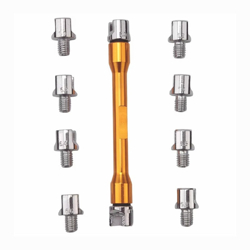 Universal Motorcycle Wheel Spoke Wrench CNC Kit Repair Tool Gold Tone 5.0-6.8