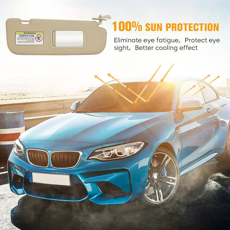 Right Passenger Side Sun Visor with Mirror for Hyundai Elantra 2011-2015 Beige