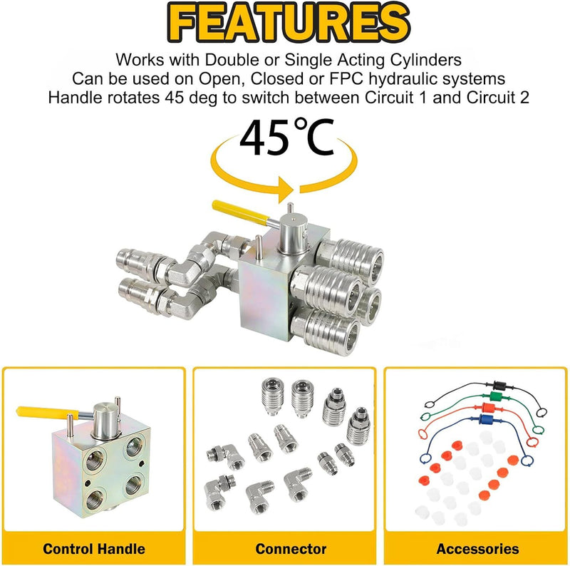 Manual Hydraulic Multiplier SCV Splitter Diverter Valve Couplers Ag Fitting
