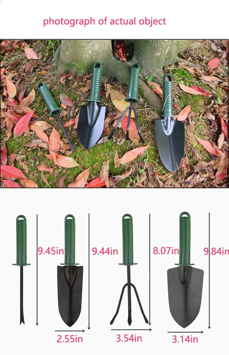 4Pcs Garden Tools Set Trowel Rake Shovel Heavy Duty Metal Outdoor Ergonomic Kit