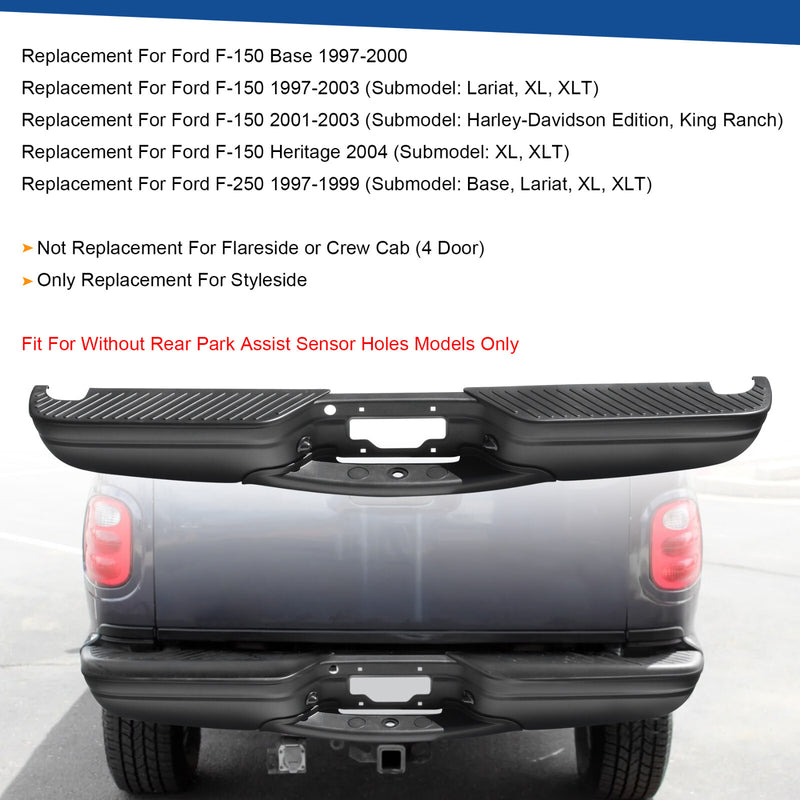 Black Rear Step Bumper Assembly for Ford F-150 97-04 F-250 97-99 Styleside