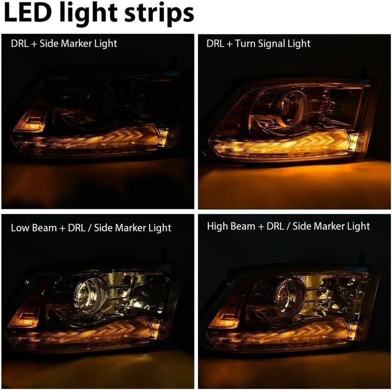 Chrome Projector Headlights w/LED DRL for Dodge Ram 1500 2500 3500