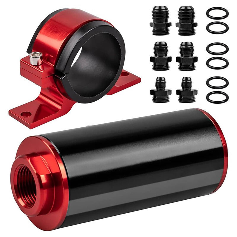 Inline Fuel Filter 100 Micron Cleanable AN6 AN8 AN10 Adapter Universal High Flow