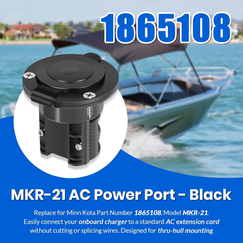 1865108 MKR-21 AC Power Port for Minn Kota Onboard Chargers Black