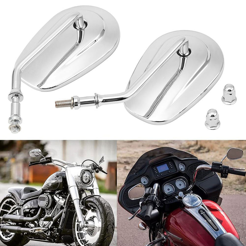 Chrome Teardrop Rear View Mirrors 8mm for Harley Touring Road King Electra Glide