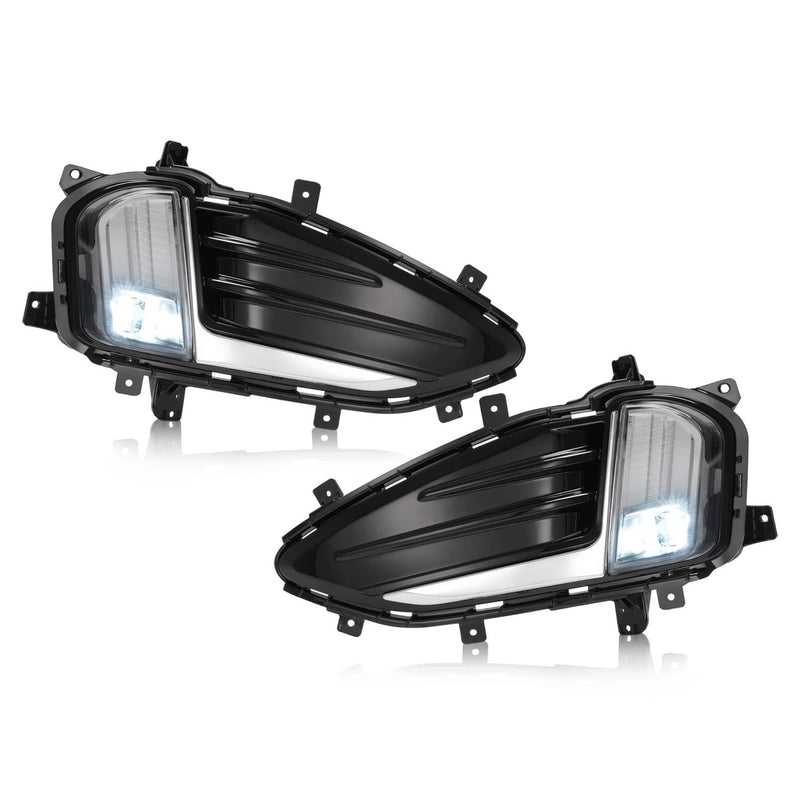 DURAFORCE LED Front Bumper Fog Lights Lamp Kit for Ford Edge 2019-2024 Cover Bezel 2PCS