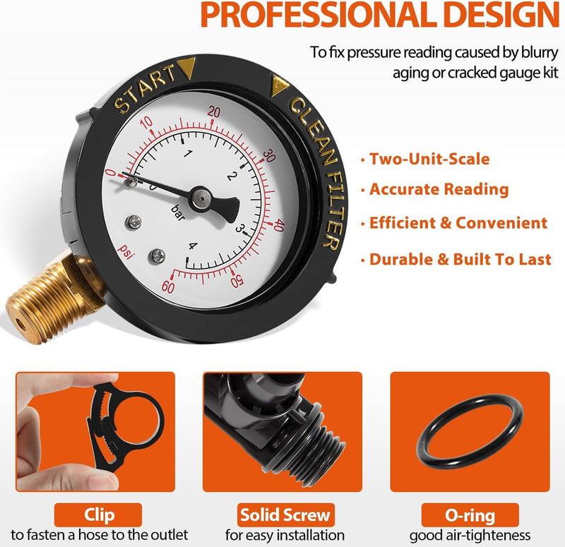 98209800 High Flow Manual Air Relief Valve With Gauge for Pentair Pool Filters
