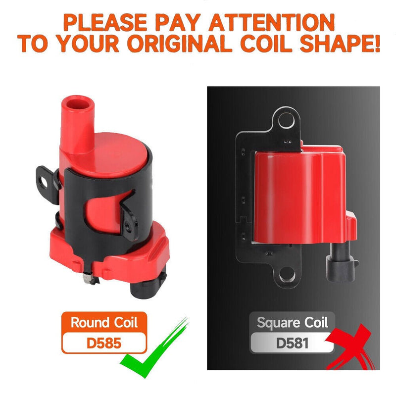Round Ignition Coil Spark Plug Set for Chevy Silverado GMC LS1 LS3 4.8 5.3 6.0L