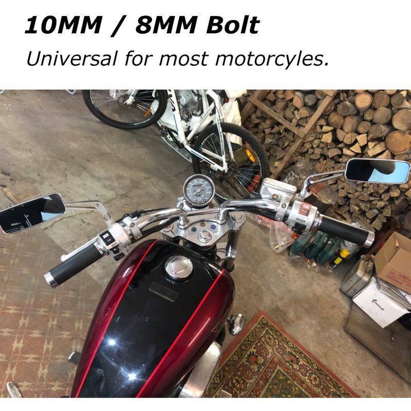 Motorcycle Rearview Side Mirror Chrome for Harley Honda Kawasaki Suzuki Yamaha