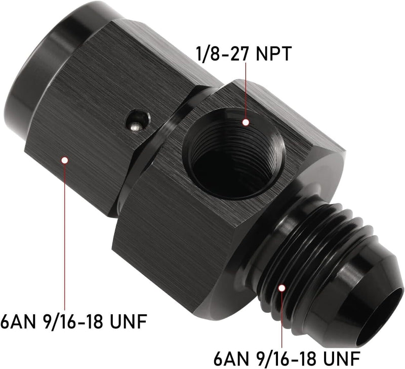 AN Male to AN Female Fitting with 1/8NPT Gauge Port Hose Adapter Fuel Pressure 6
