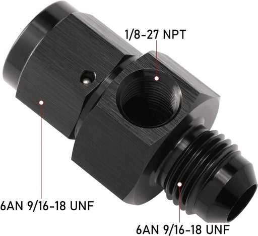 DURAFORCE AN Male to AN Female Fitting with 1/8NPT Gauge Port Hose Adapter Fuel Pressure 6
