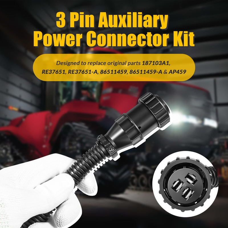 187103A1 3 Pin Auxiliary Power Connector Kit Replace 86511459 RE37651 2Pcs