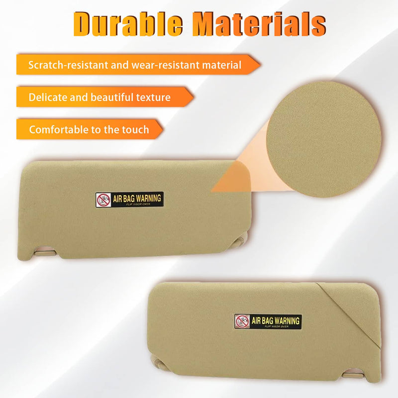 83280-TA5-A51ZA Sun Visor Tan w/ Light Mirror 2Pcs for Honda Accord 2008-2017