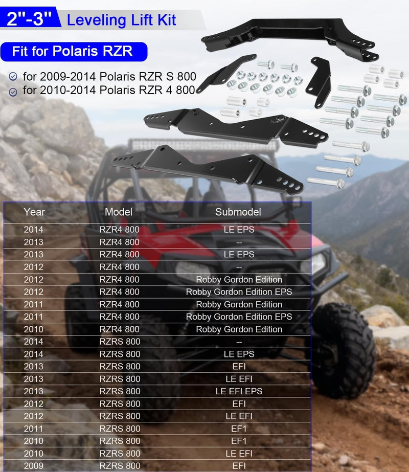 2-3 Inch Lift Kit Front Rear for Polaris RZR S 800 RZR 4 800 2010-2014