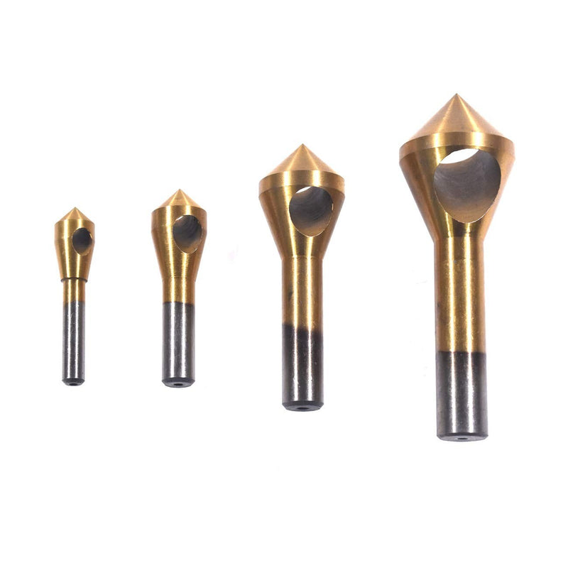 4X HSS Hole Chamfering Tool Countersink Deburring Drill Bits Titanium Coated