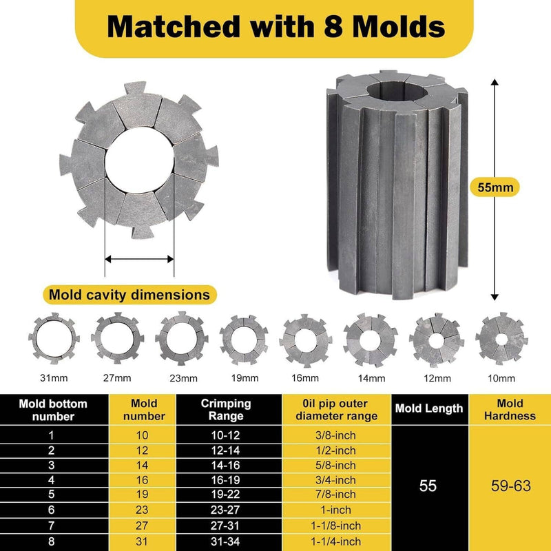 5600KN Hydraulic Hose Crimper Pipe Clamping Machine with 8 Sets Dies 10mm-30mm