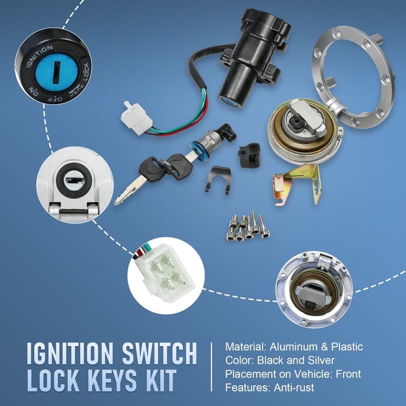 Ignition Switch Lock Fuel Gas Cap Cover Set for Honda CBR250R W/ Keys