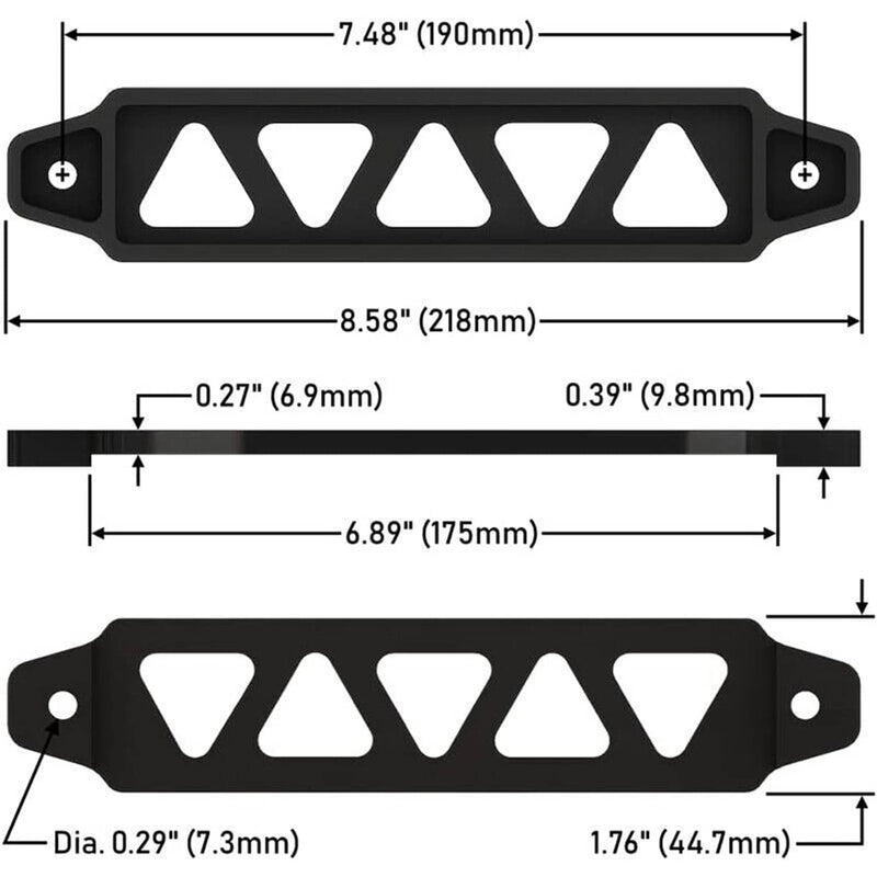 Aluminum Black Battery Hold Down Bracket Mount Kit 10" J-Hooks Bolts