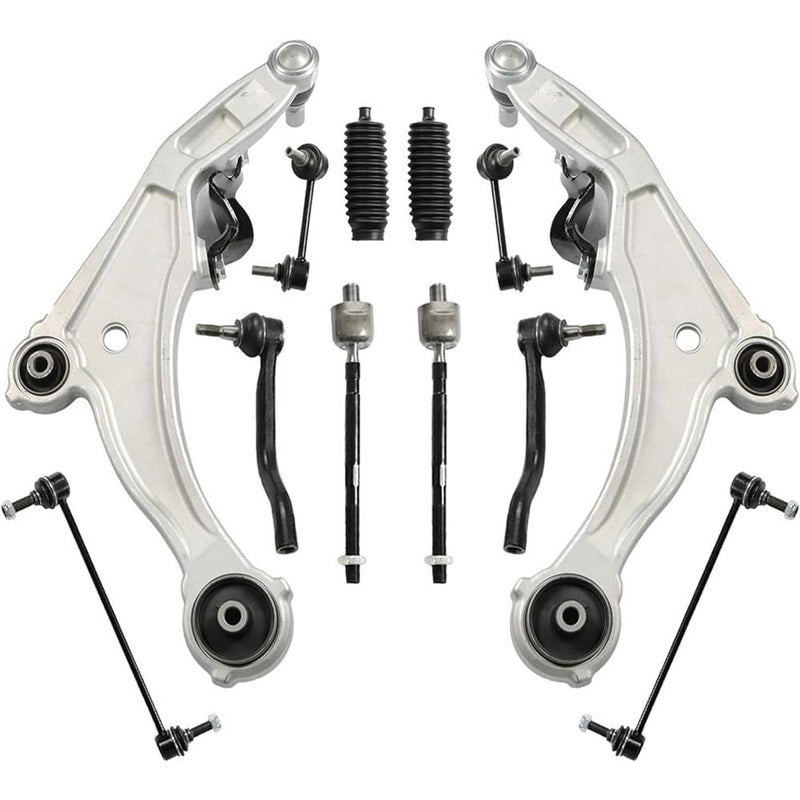 12Pcs Front Lower Control Arm Tie Rod Sway Bar Kit for Nissan Maxima 09-14